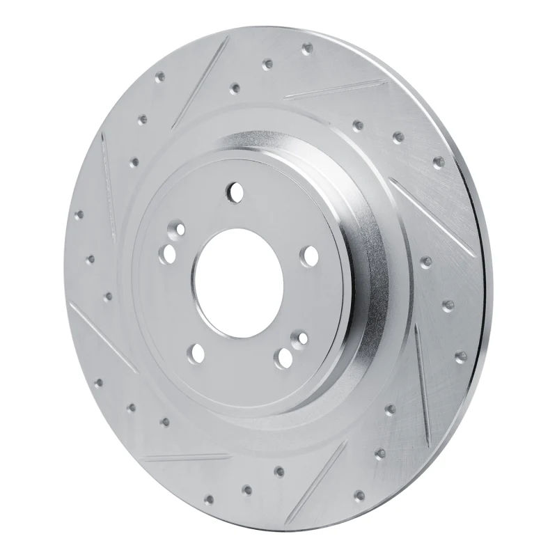 R1 22-25 Hyundai SANTA FE Rear Left Drilled & Slotted Silver Brake Rotor - Image 5