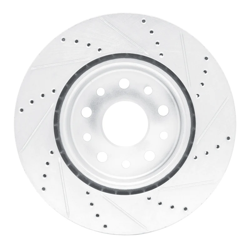 R1 22-25 Jeep Grand Cherokee Front Left Drilled & Slotted Silver Brake Rotor - Image 3
