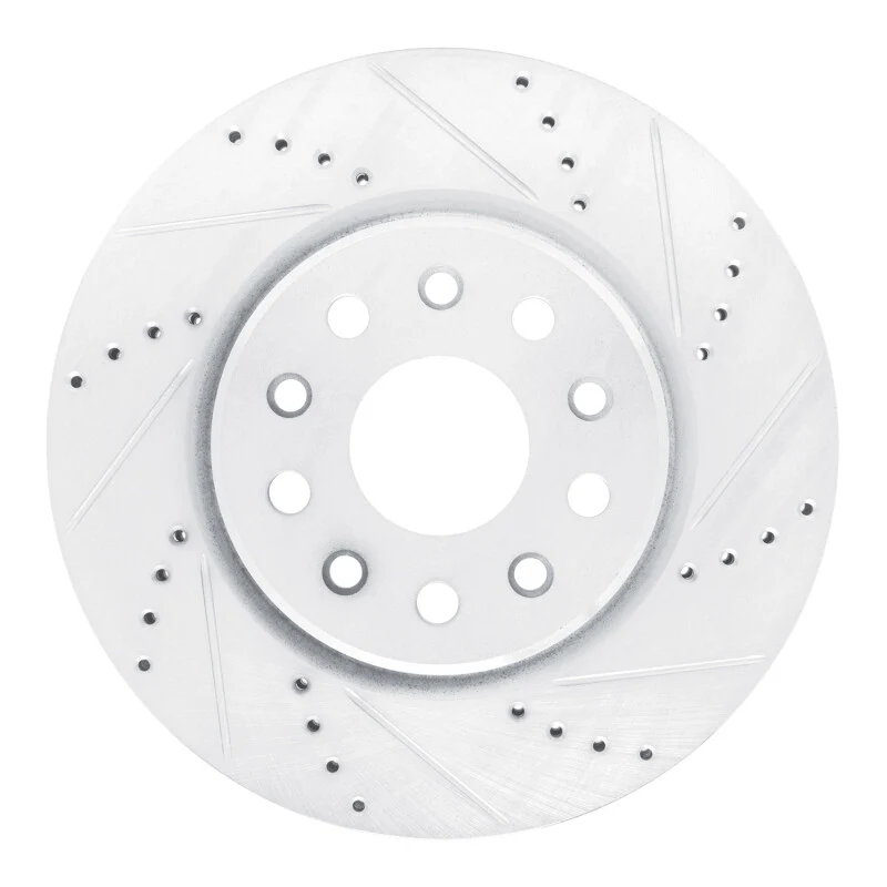 R1 22-25 Jeep Grand Cherokee Front Right Drilled & Slotted Silver Brake Rotor