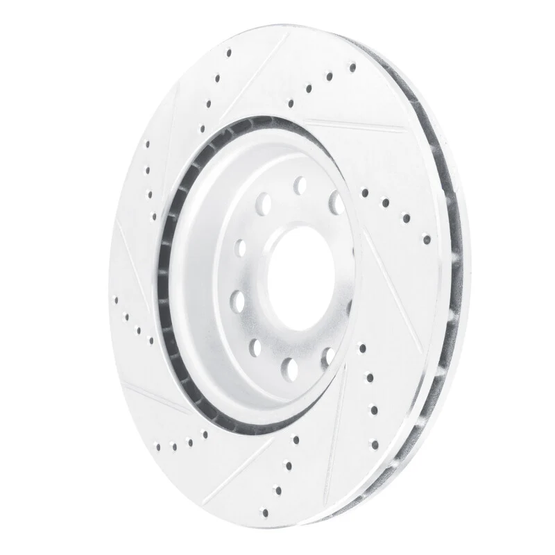 R1 22-25 Jeep Grand Cherokee Front Right Drilled & Slotted Silver Brake Rotor - Image 3