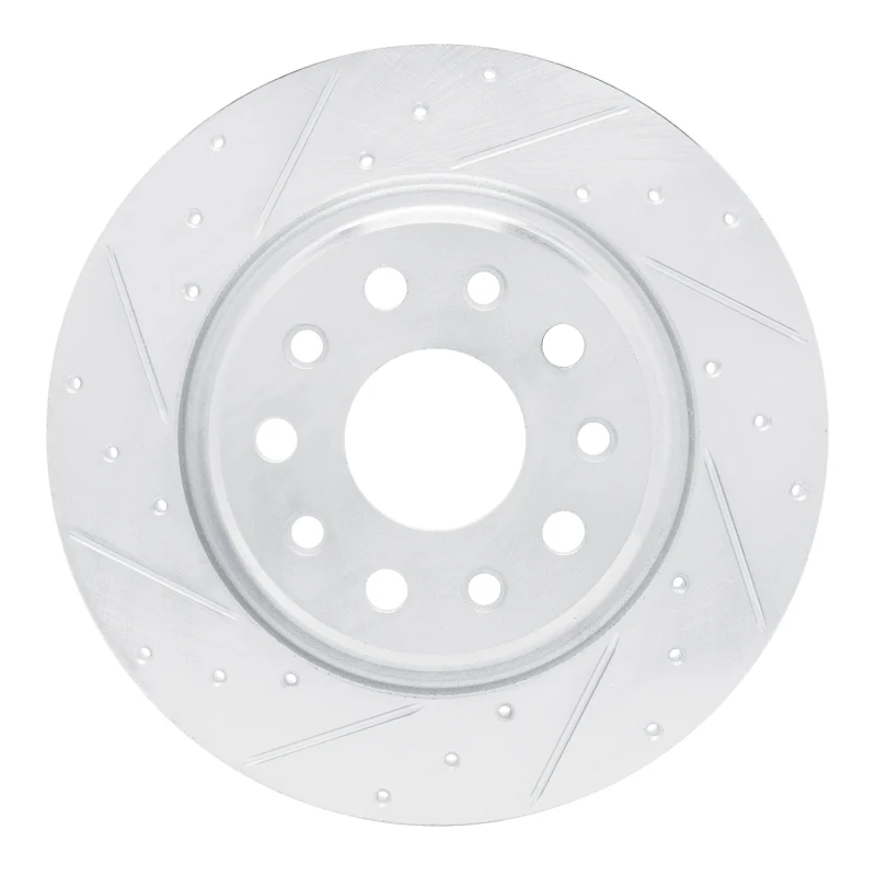R1 22-25 Jeep Grand Cherokee Rear Left Drilled & Slotted Silver Brake Rotor