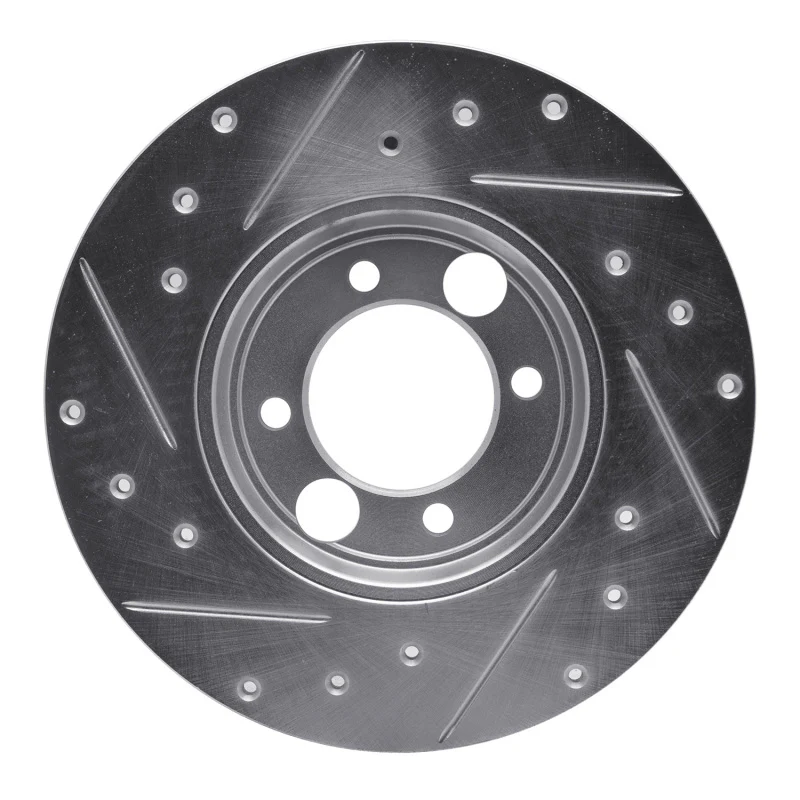 R1 62-87 Jaguar XJ Rear Right Drilled & Slotted Silver Brake Rotor - Image 5