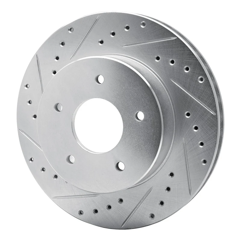 R1 63-82 Chevrolet Corvette Front Left Drilled & Slotted Silver Brake Rotor - Image 2