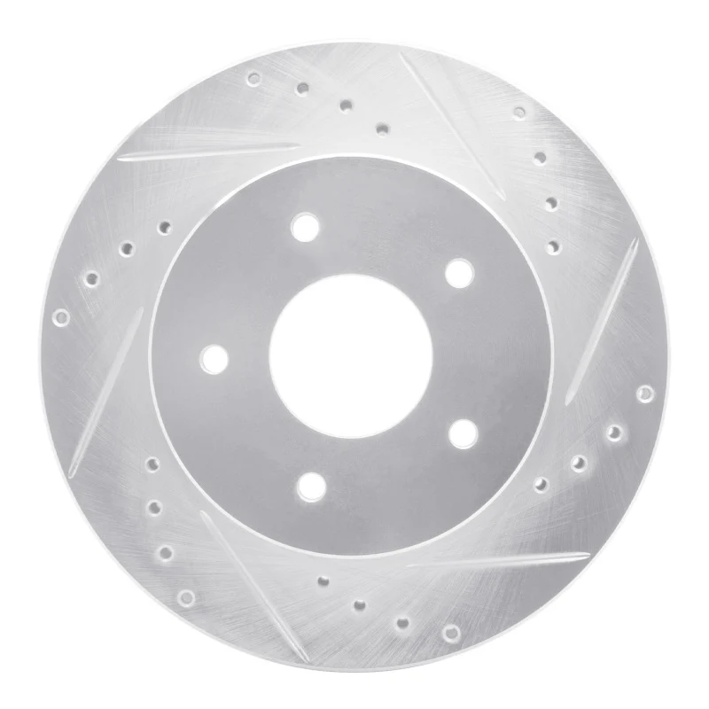 R1 63-82 Chevrolet Corvette Front Right Drilled & Slotted Silver Brake Rotor