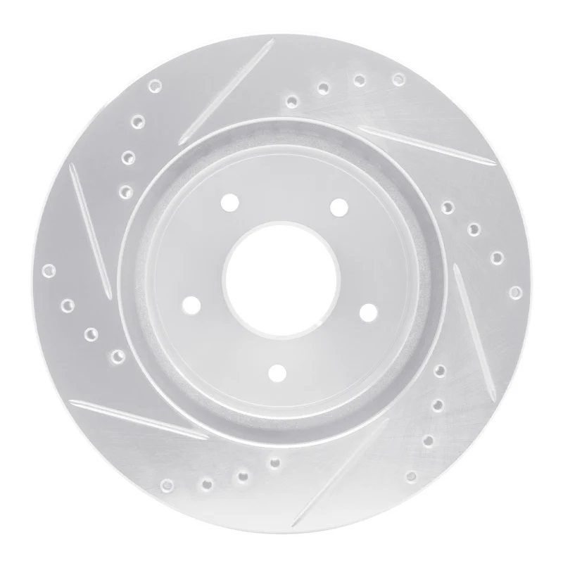 R1 63-82 Chevrolet Corvette Front Right Drilled & Slotted Silver Brake Rotor - Image 4