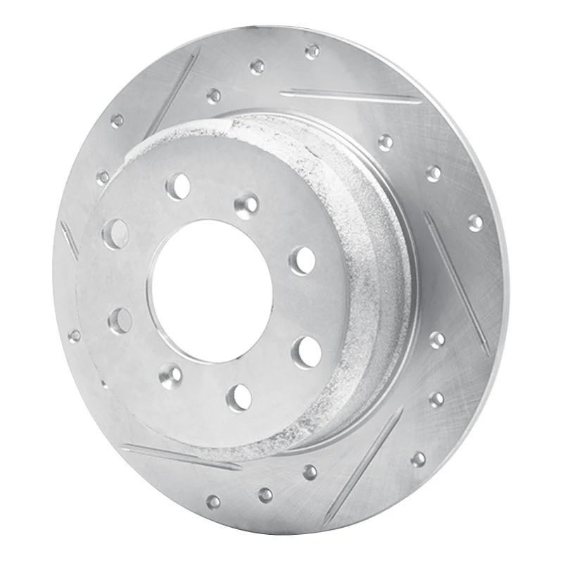 R1 64-94 Alfa Romeo Giulia Sprint Rear Left Drilled & Slotted Silver Brake Rotor - Image 4