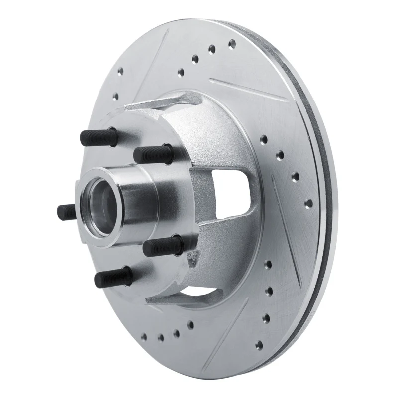 R1 65-67 Ford Falcon Front Left Drilled & Slotted Silver Brake Rotor - Image 3