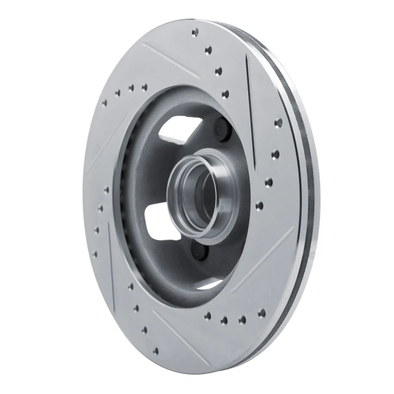 R1 65-67 Ford Falcon Front Left Drilled & Slotted Silver Brake Rotor - Image 4