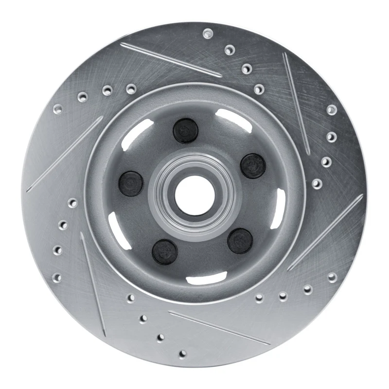 R1 65-67 Ford Falcon Front Left Drilled & Slotted Silver Brake Rotor - Image 5