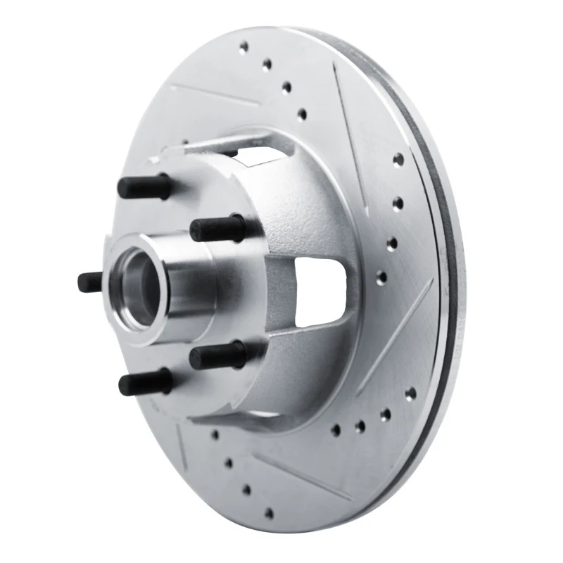 R1 65-67 Ford Ranchero Front Right Drilled & Slotted Silver Brake Rotor - Image 2