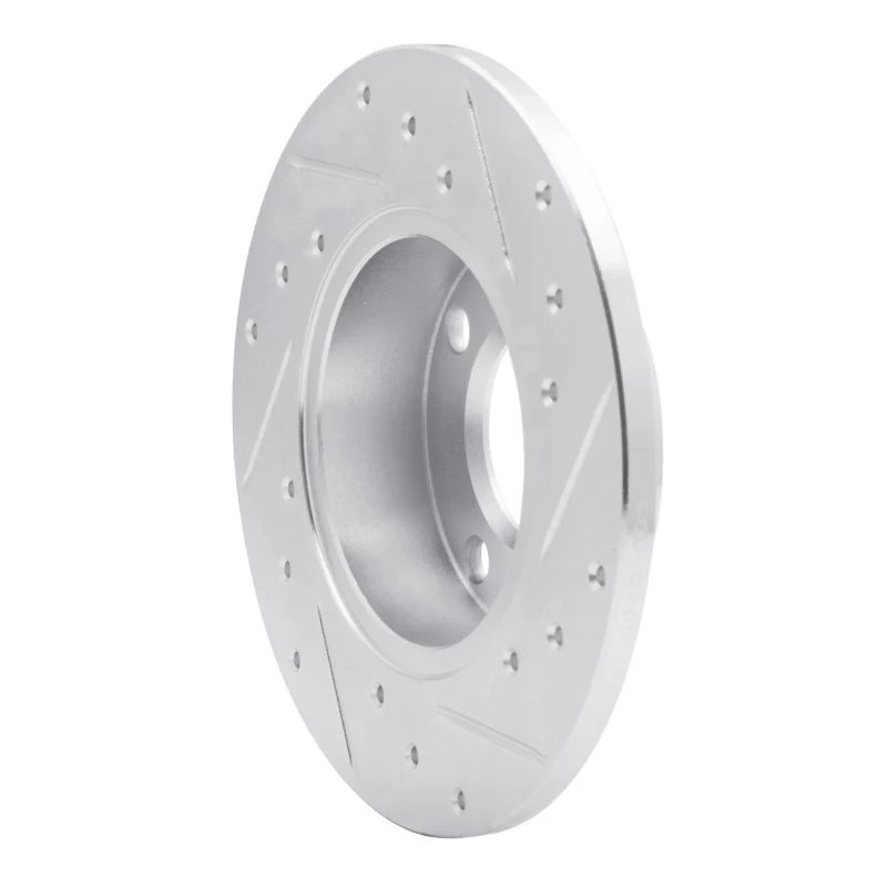 R1 66-92 Bertone X-1/9 Rear Left Front Left Drilled & Slotted Silver Brake Rotor - Image 2
