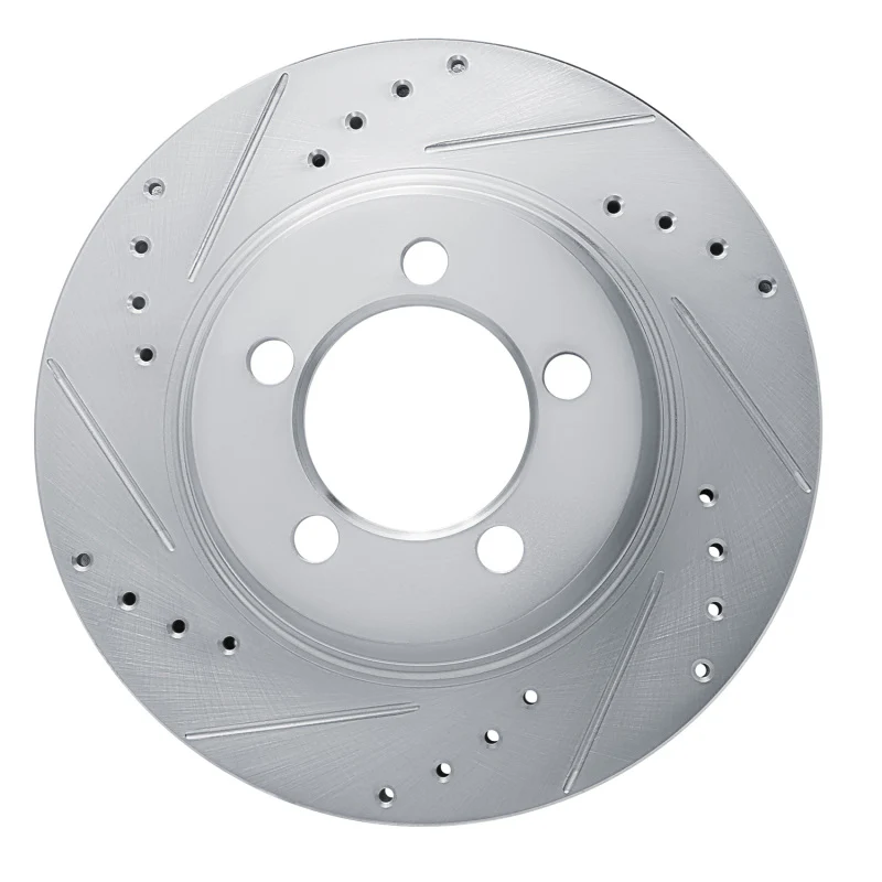 R1 67-67 Ford Custom Front Left Drilled & Slotted Silver Brake Rotor