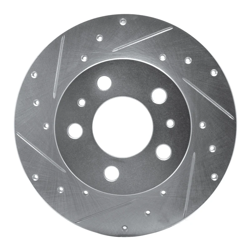 R1 67-72 Volvo 164 Front Right Drilled & Slotted Silver Brake Rotor