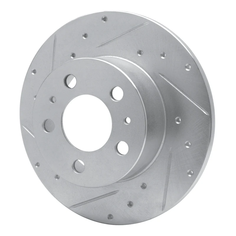 R1 67-72 Volvo 164 Front Right Drilled & Slotted Silver Brake Rotor - Image 2