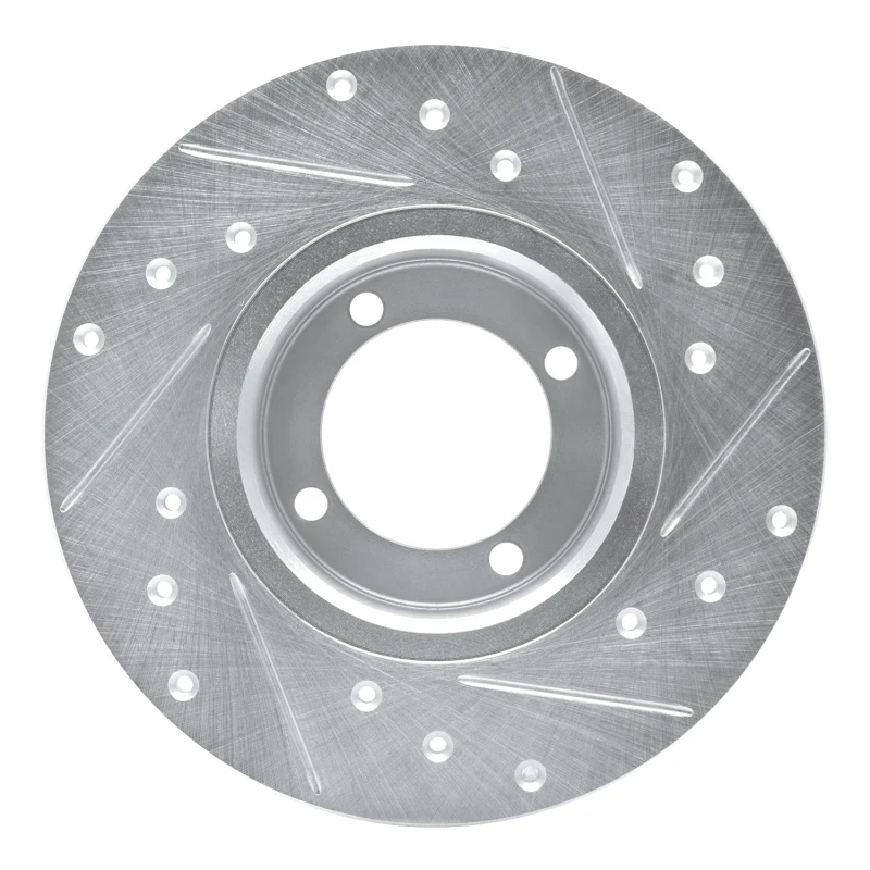 R1 67-74 Opel Manta Front Left Drilled & Slotted Silver Brake Rotor - Image 4