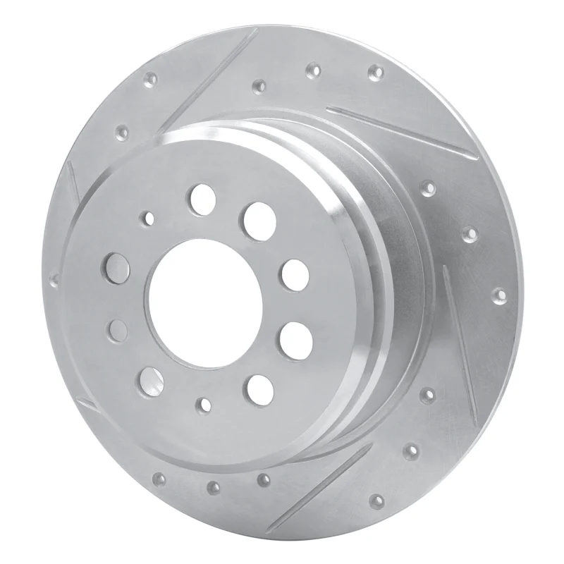 R1 67-74 Volvo 142 Rear Left Drilled & Slotted Silver Brake Rotor - Image 3