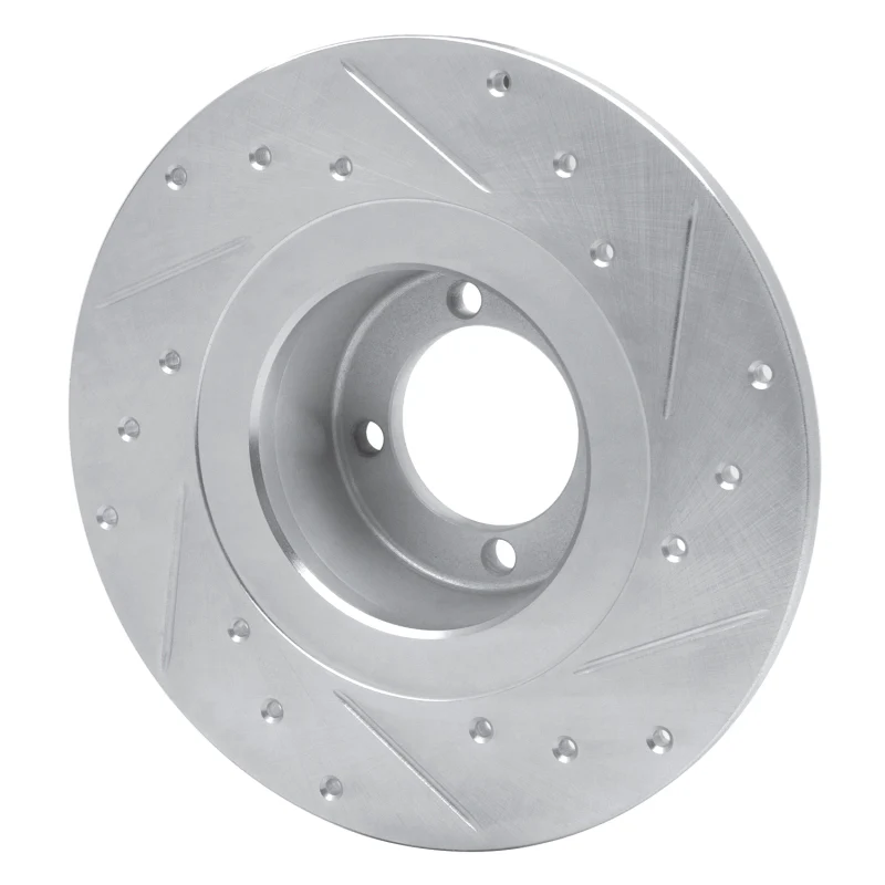R1 67-76 BMW 1600 Front Left Drilled & Slotted Silver Brake Rotor - Image 2