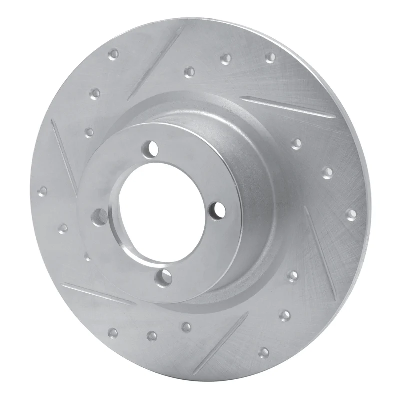 R1 67-76 BMW 1600 Front Left Drilled & Slotted Silver Brake Rotor - Image 3