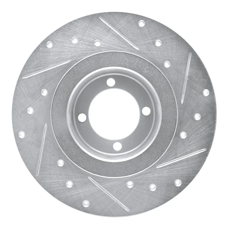 R1 67-76 BMW 1600 Front Left Drilled & Slotted Silver Brake Rotor - Image 4