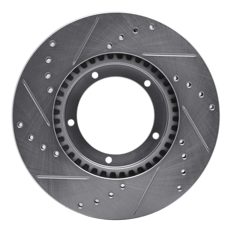 R1 67-88 Porsche 911 Front Right Drilled & Slotted Silver Brake Rotor - Image 2