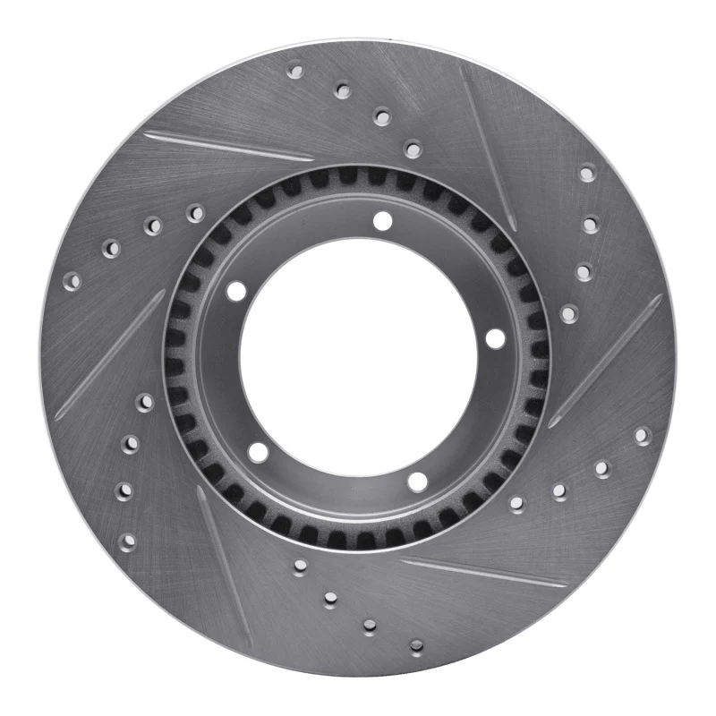 R1 67-88 Porsche 924 Front Left Drilled & Slotted Silver Brake Rotor - Image 2