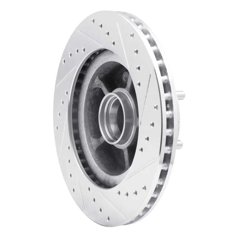 R1 68-70 Ford Falcon Front Left Drilled & Slotted Silver Brake Rotor - Image 2