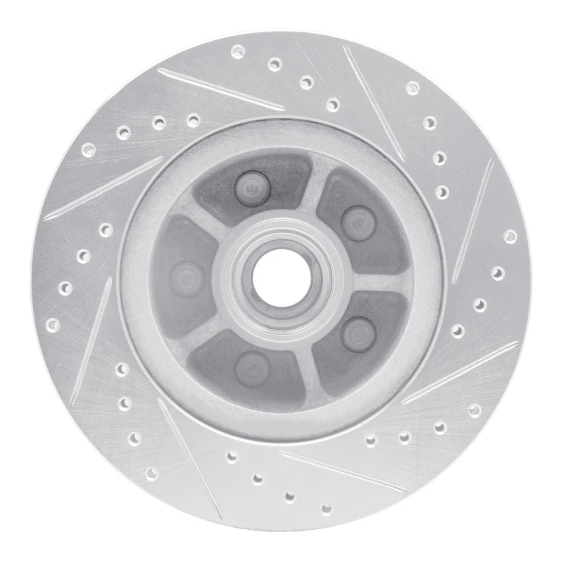 R1 68-70 Ford Falcon Front Left Drilled & Slotted Silver Brake Rotor - Image 3