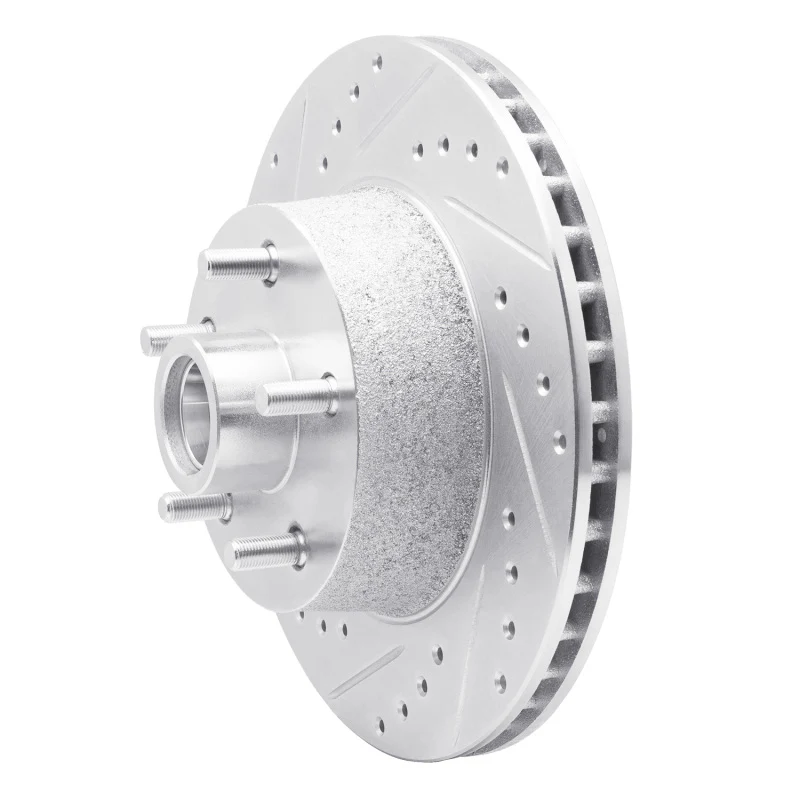 R1 68-70 Ford Falcon Front Left Drilled & Slotted Silver Brake Rotor - Image 5