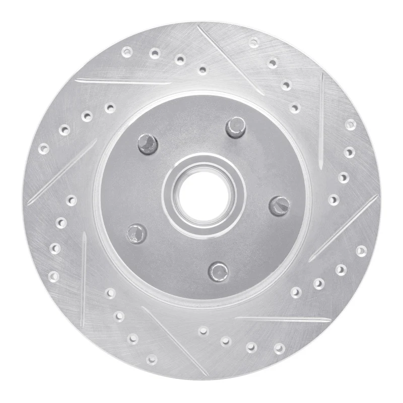 R1 68-70 Ford Mustang Front Right Drilled & Slotted Silver Brake Rotor