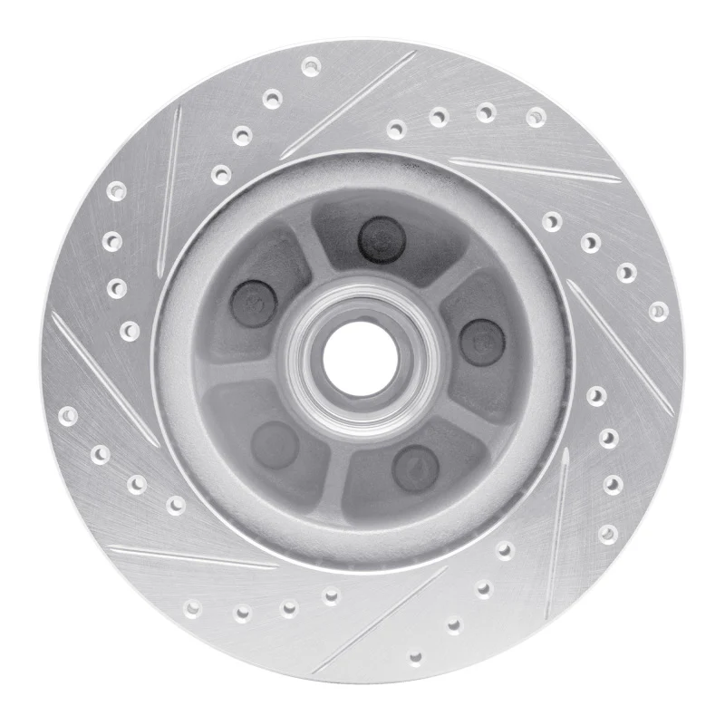 R1 68-70 Ford Mustang Front Right Drilled & Slotted Silver Brake Rotor - Image 2