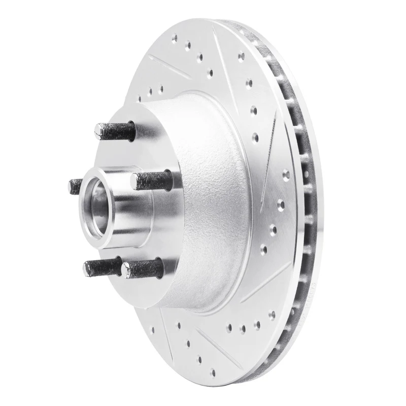 R1 68-70 Ford Mustang Front Right Drilled & Slotted Silver Brake Rotor - Image 5