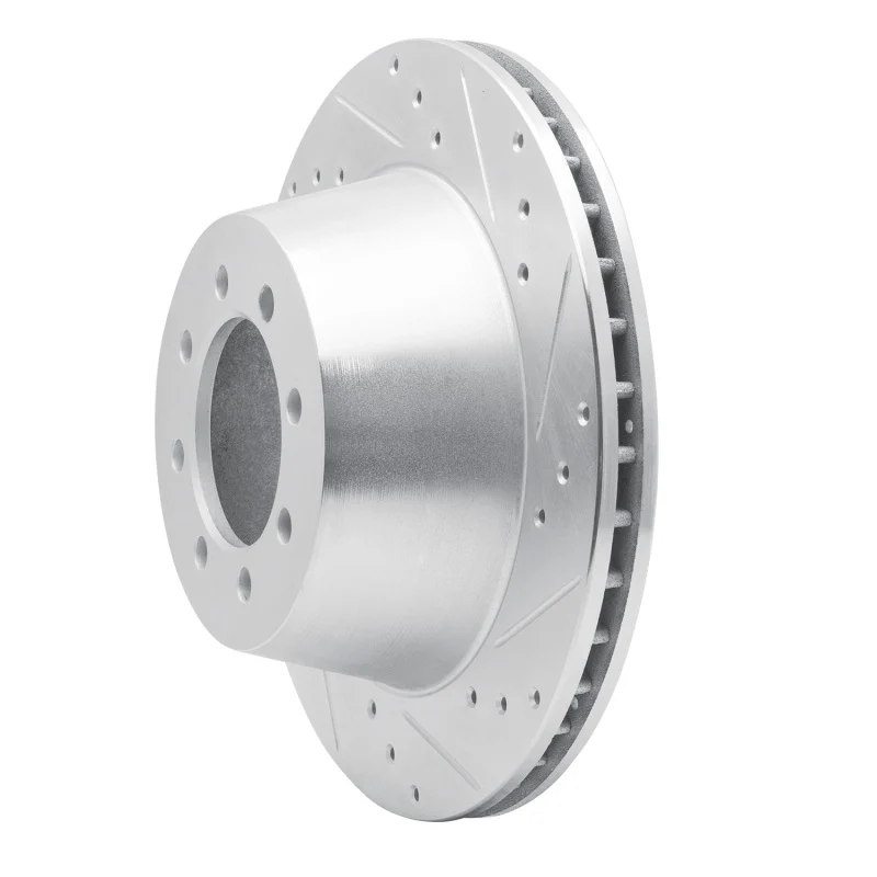 R1 68-76 Ford F-350 2WD (Excl Super Duty) Front Right Drilled & Slotted Silver Brake Rotor - Image 2