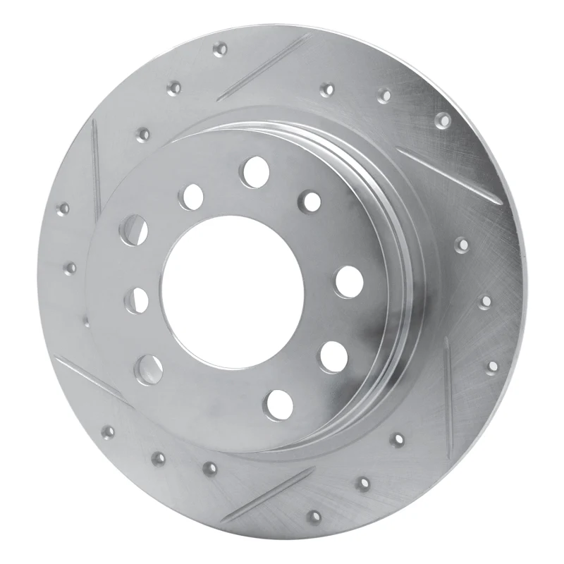 R1 69-81 BMW 2800 Rear Left Drilled & Slotted Silver Brake Rotor - Image 3