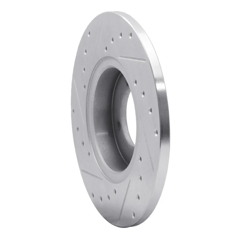 R1 69-89 Peugeot 504 Front Right Drilled & Slotted Silver Brake Rotor - Image 2