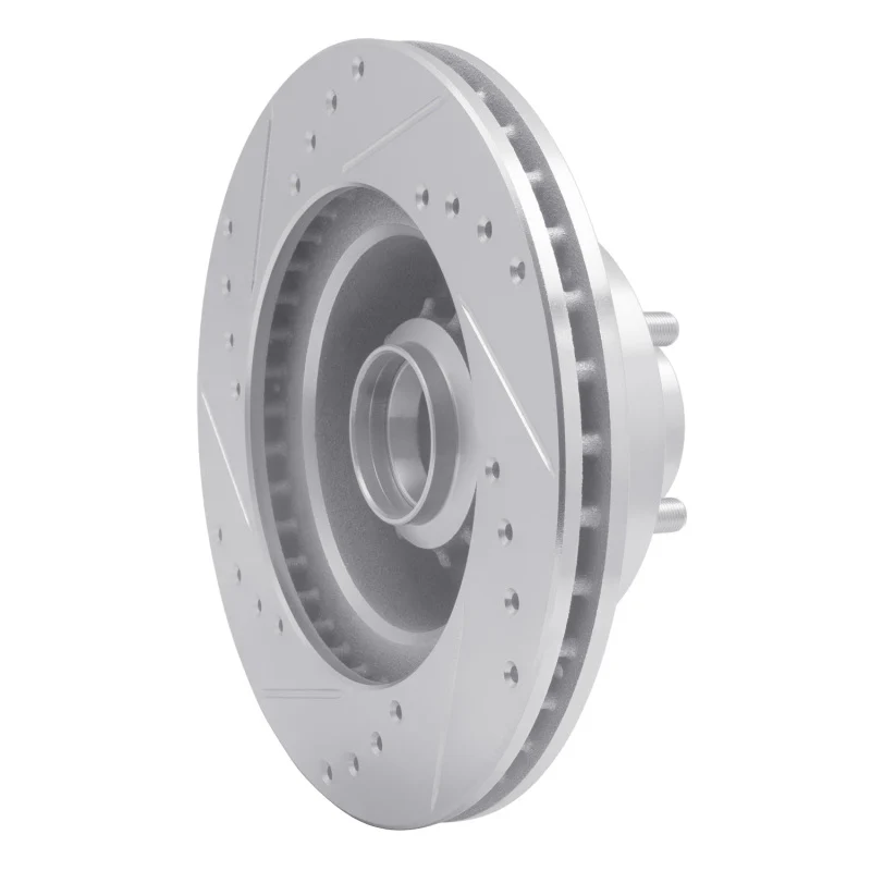 R1 70-72 Dodge CHALLENGER Front Right Drilled & Slotted Silver Brake Rotor - Image 2