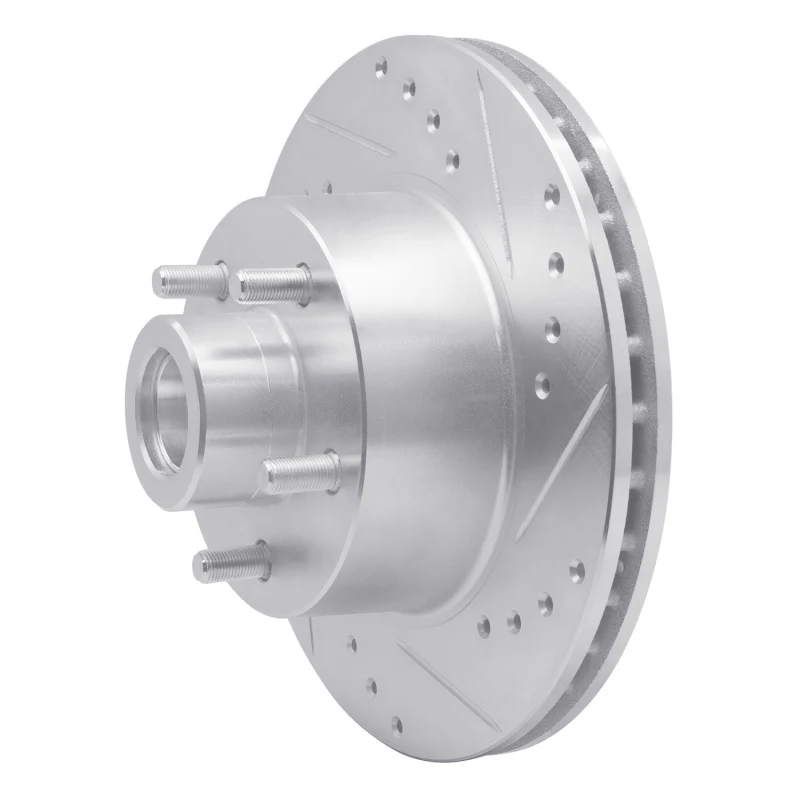 R1 70-72 Dodge CHALLENGER Front Right Drilled & Slotted Silver Brake Rotor - Image 3