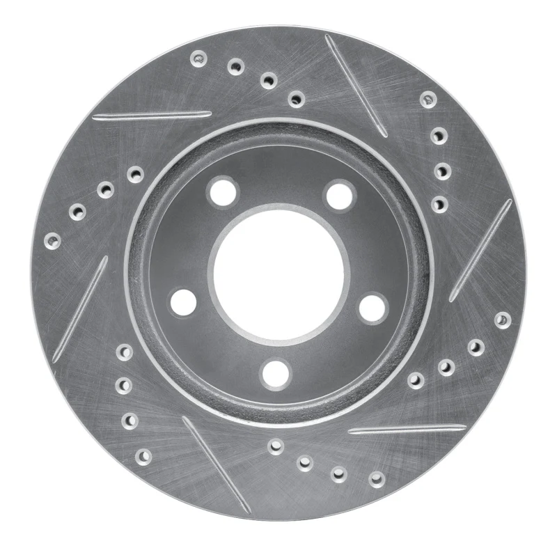 R1 70-93 Ford Taurus (Excl SHO) Front Left Drilled & Slotted Silver Brake Rotor - Image 3