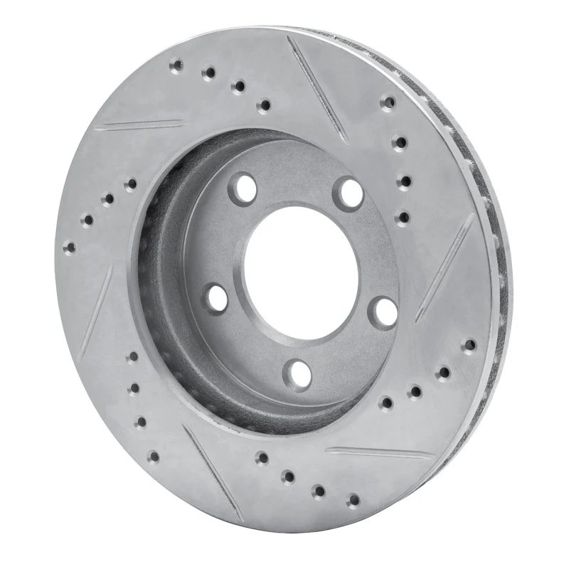 R1 70-93 Ford Taurus (Excl SHO) Front Left Drilled & Slotted Silver Brake Rotor - Image 4