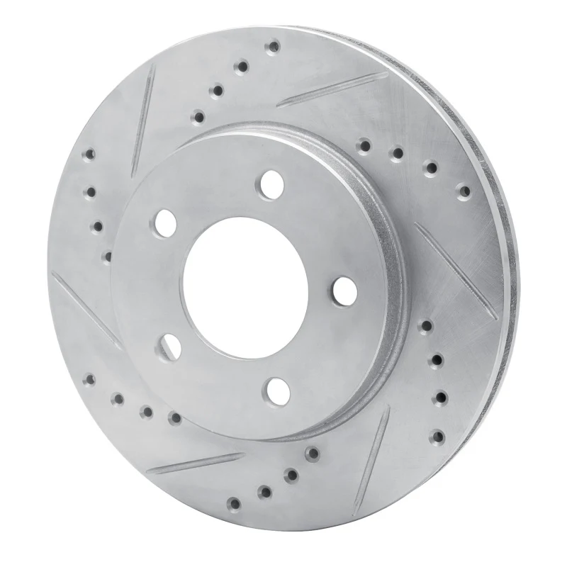 R1 70-93 Ford Taurus (Excl SHO) Front Left Drilled & Slotted Silver Brake Rotor - Image 5