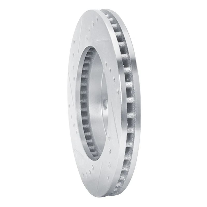 R1 70-93 Ford Taurus (Excl SHO) Front Right Drilled & Slotted Silver Brake Rotor - Image 2
