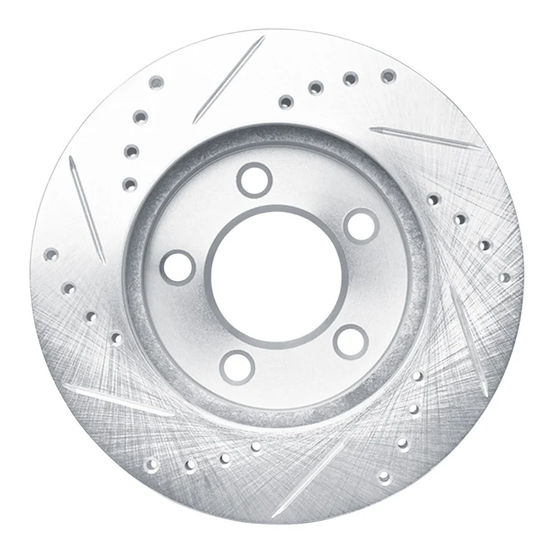 R1 70-93 Ford Taurus (Excl SHO) Front Right Drilled & Slotted Silver Brake Rotor - Image 4