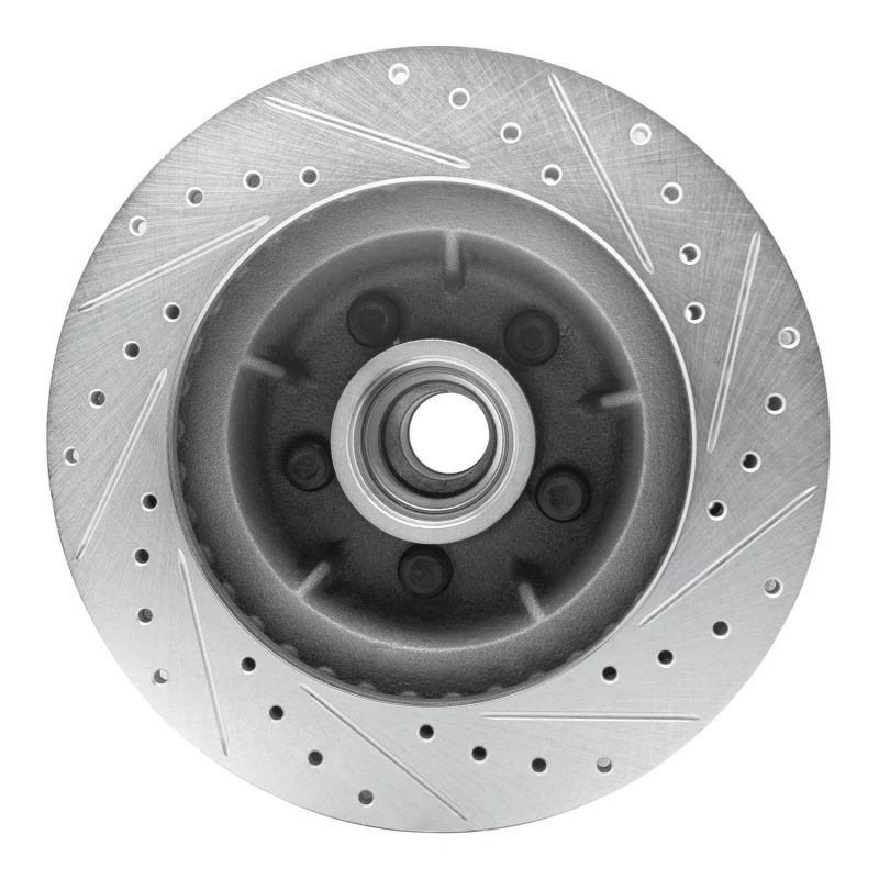 R1 71-81 Chrysler Town & Country Front Left Drilled & Slotted Silver Brake Rotor - Image 3