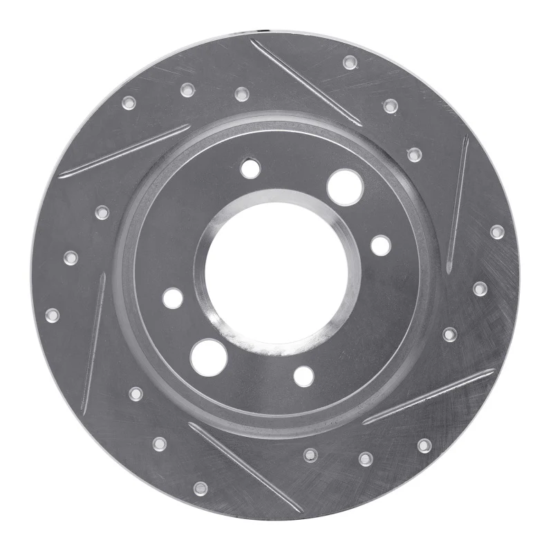 R1 71-89 Peugeot 504 Rear Right Drilled & Slotted Silver Brake Rotor