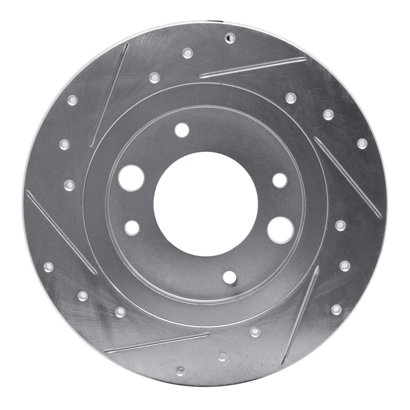 R1 71-89 Peugeot 504 Rear Right Drilled & Slotted Silver Brake Rotor - Image 3