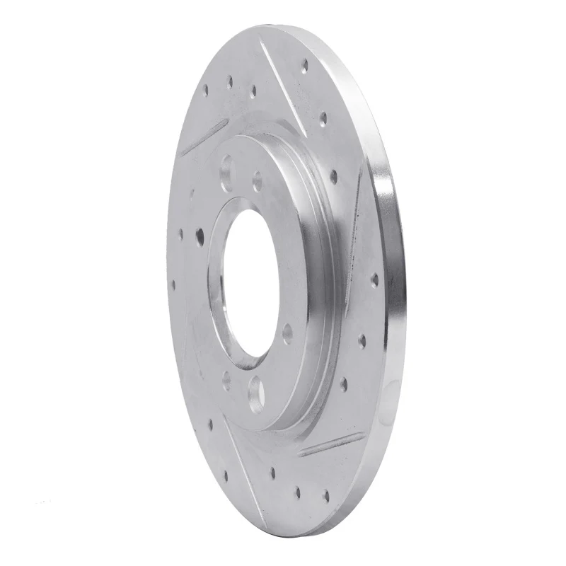 R1 71-89 Peugeot 504 Rear Right Drilled & Slotted Silver Brake Rotor - Image 4