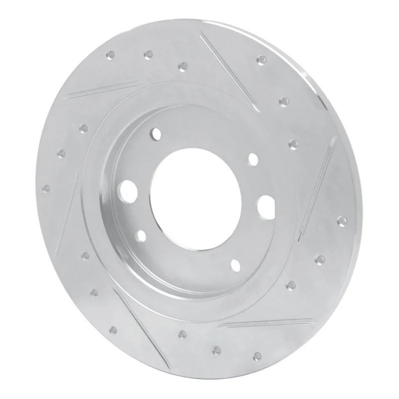 R1 71-89 Peugeot 505 Rear Left Drilled & Slotted Silver Brake Rotor - Image 3