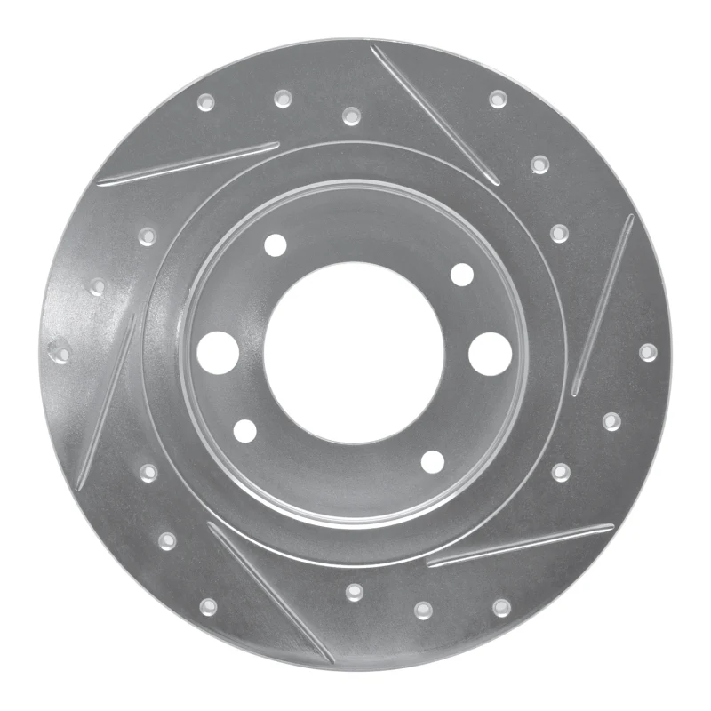 R1 71-89 Peugeot 505 Rear Left Drilled & Slotted Silver Brake Rotor - Image 4