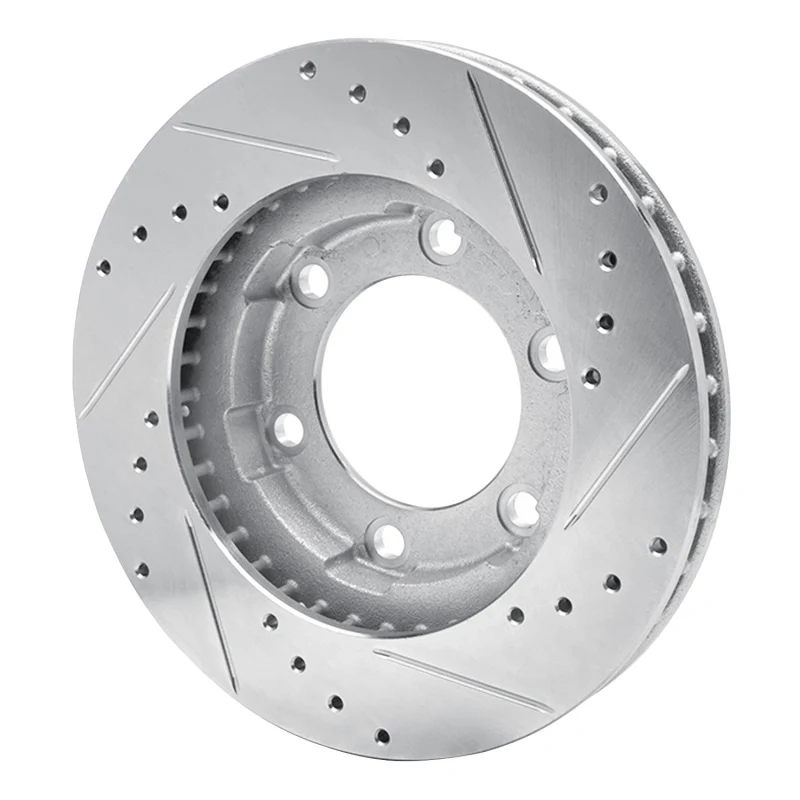 R1 71-91 Chevrolet V10 & V1500 Suburban Front Left Drilled & Slotted Silver Brake Rotor - Image 2