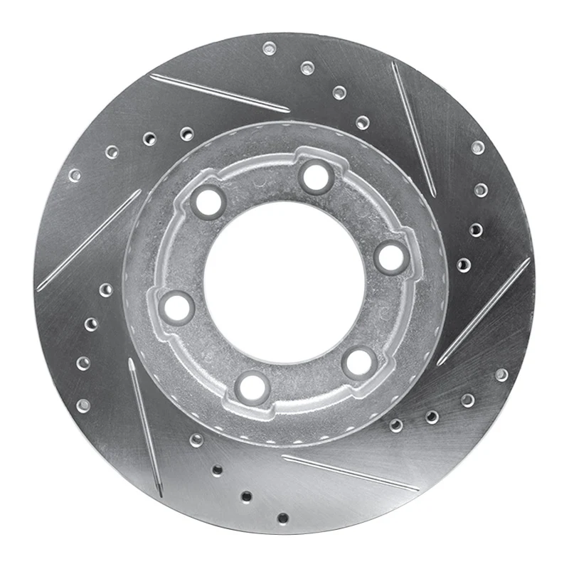 R1 71-91 Chevrolet V10 & V1500 Suburban Front Left Drilled & Slotted Silver Brake Rotor - Image 3