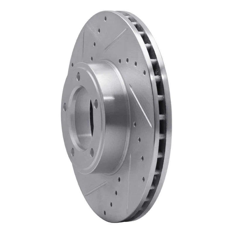 R1 71-97 Jaguar XJ12 Front Left Drilled & Slotted Silver Brake Rotor - Image 2